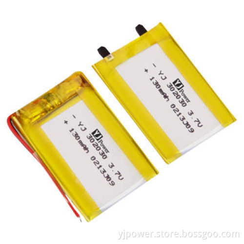 Li-polymer battery with 130mAh 3.7V and 3 x 20 x 30mm size